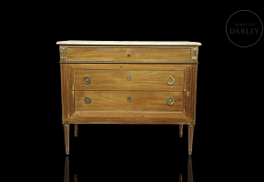 Chest of drawers with marble top, Louis XVI style, circa 1930