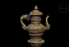 Gilt bronze and stone teapot