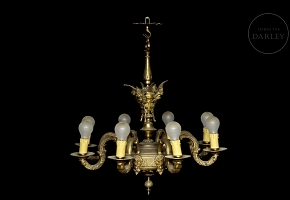Eight-armed bronze lamp, 20th century
