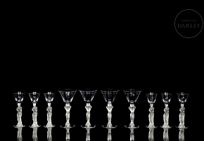 十件套雕塑感“维纳斯”玻璃杯，拜耶尔，20世纪