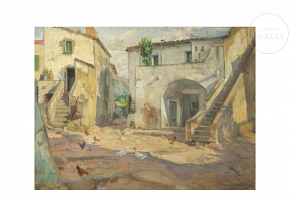 Mateo Balasch Mateu (1870–1936) “Courtyard with Geese”