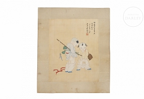 Chinese painting “Children Playing,” signed Jincheng