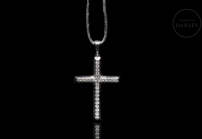 Pendant ‘Cross’ in 18k white gold and diamonds