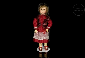 Muñeca de cartón piedra y madera de la SFBJ, París, Francia, c. 1920-1930