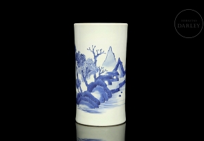 Enameled tubular vase “Landscape”, Qing dynasty