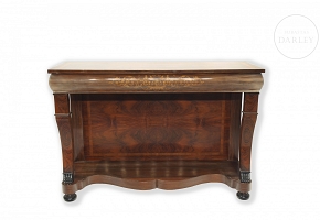 Empire console table with floral marquetry, 20th century