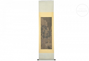 Chinese painting ‘Sage in Rocky Landscape’, signed Zhou Chen