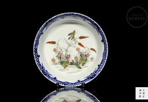 Glazed ceramic bowl ‘Birds and flowers’, with Xuantong seal