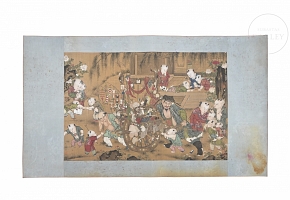 Chinese painting “Children with street vendor,” signed You Qiu