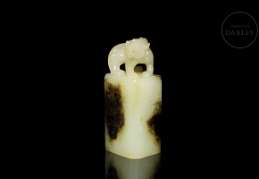 White jade seal ‘Ferocious Beast’, Han dynasty