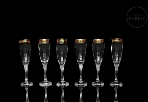 Set of six champagne glasses, 20th century