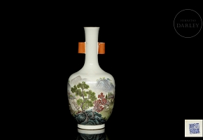Enameled porcelain vase “Landscape”, with Qianlong mark