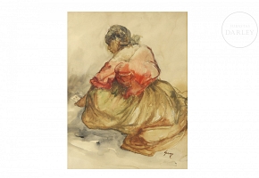 Gumersindo Sainz de Morales (1900-1976) “Gypsy Woman with Playing Cards”