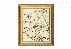 Bernard Dufour (20th-21st century) ‘Ladies in a Boat’