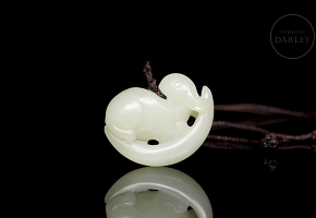White jade pendant, “Moon and Rabbit,” 20th century
