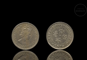 Two 50-cent coins, Hong Kong, 1963 and 1967