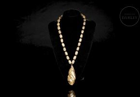 Necklace with carved wooden beads, 20th century