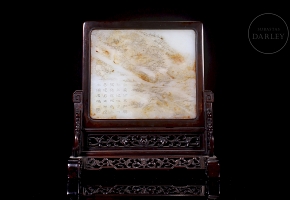 Hetian white jade panel ‘Lake with Poem’, Qing dynasty