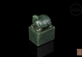 Carved green jade ‘Turtle’ seal, Qing dynasty