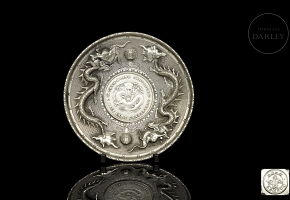 Metalic plate ‘Dragons and Guangxu Coin’, Qing dynasty
