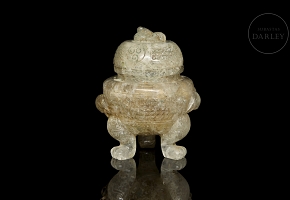 Carved quartz incense burner, ‘Beasts,’ Han dynasty
