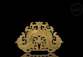 Carved jade plaque ‘Mythical Beasts’, Han style