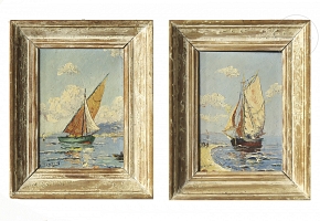 A. Dartois (20th century) ‘Pair of seascapes with boats’