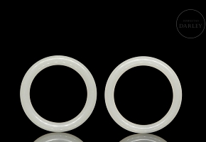 Pair of white jade bracelets, 20th century