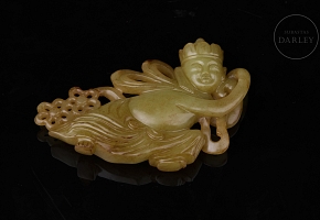 Yellow jade plaque “Immortal,” Qing dynasty