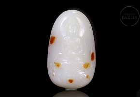 White jade figure of Hetian ‘Guanyin’, 20th century