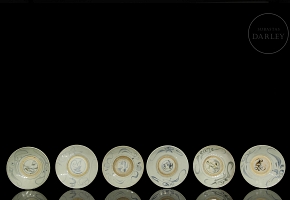 Set of six glazed ceramic plates, Ming dynasty