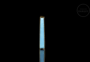 Colgante rectangular de oro amarillo de 18k con turquesa