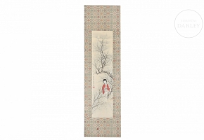 Chinese painting ‘Lady among plum blossoms’, with Guan Pinhu seal
