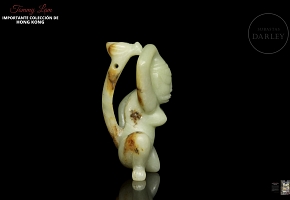 Carved jade figure ‘Deity with dragon’, Hongshan culture