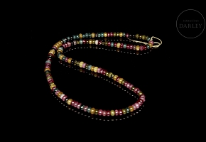Necklace with colored gemstone beads