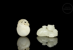 Dos figuras de jade blanco 