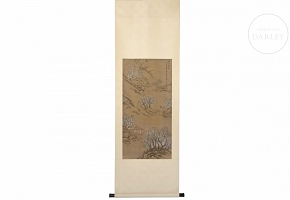 Chinese painting ‘Landscape with Plum Blossoms’, signed Yun Shouping