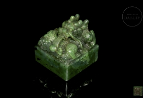 Sello de jade verde espinaca