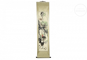 Chinese painting ‘Roosters among branches’, 20th century