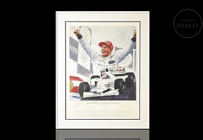 Signed print by Johnny Herbert and Gary Keane, 2000