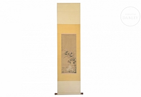 Chinese painting “Herons and peonies by the pond,” signed by Miao Jiahui