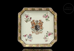 Plato cuadrado de porcelana