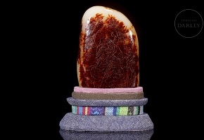 Carved Hetian jade ‘Immortal with poem’, Qing dynasty