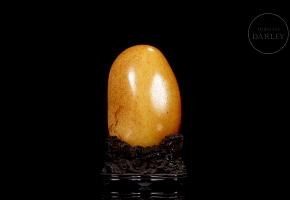 Roca en bruto de jade tallado, dinastía Qing