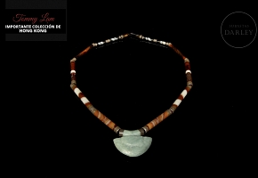 Collar de cuentas de ágata, plata y amazonita, dinastía Yuan