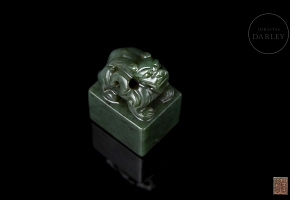 Green jade ‘Dragon’ seal, Qing dynasty