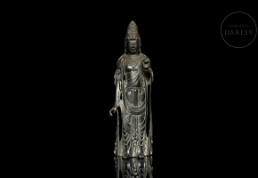 Sculpture ‘Guanyin’ in patinated metal, 20th century