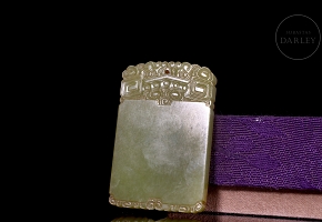 Placa de jade amarillo tallado, dinastía Qing