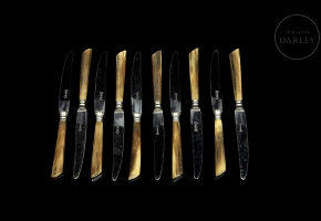 Juego de cuchillos con empuñadura de asta, s.XX