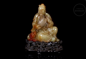 Hetian jade figure ‘Scholar with Fan and Beast’, Ming dynasty
